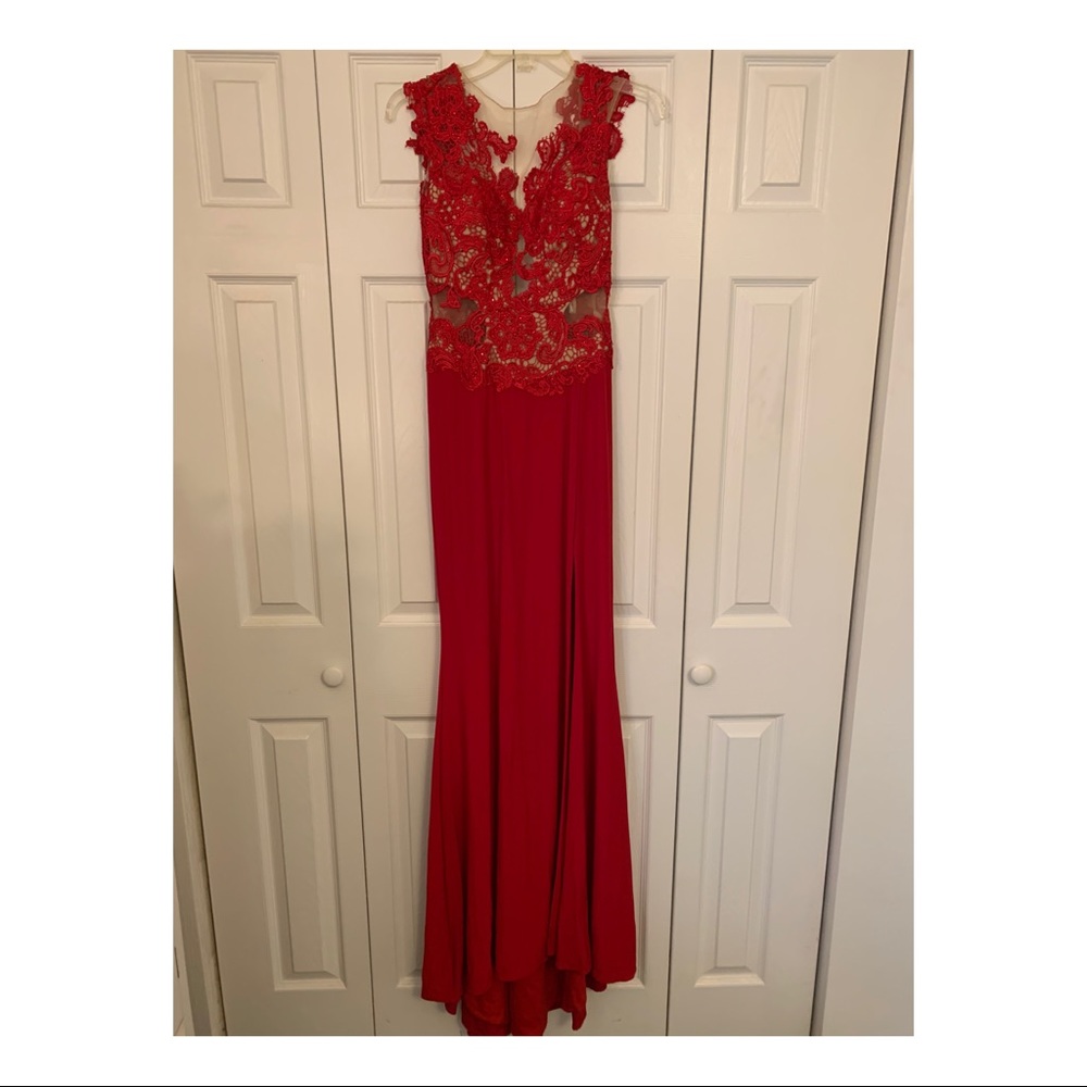 Mac Duggal red formal gown